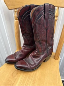Lucchese Classic Goatskin Leather Womens Cowboy Boots Mahogany Brown Size 10.5 C - Picture 1 of 15