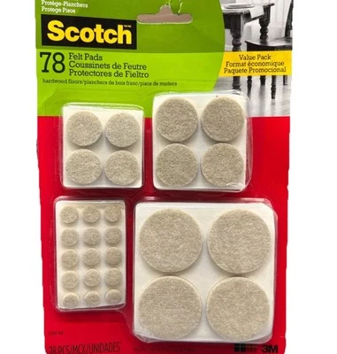 Scotch Round Felt Pads, SP855-NA, Multi Pack, Beige, 78pk {P} - Image 1 of 4