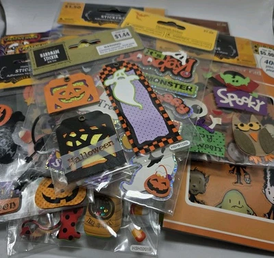 Large Lot 19 Halloween Stickers  Dimensional & Flat Embellishments Witch Ghosts - Image 1 of 4