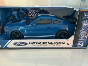 WORLD TECH TOYS 1/14 Ford Shelby Mustang GT500 Blue White 2.4 GHZ NIB - Picture 1 of 17