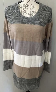 Lularoe Lauren Sweater Dress Size Large L New Beautiful Striped Print Nwt - Picture 1 of 3