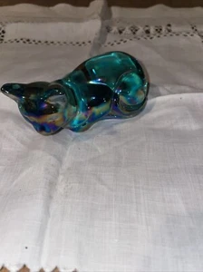 Mosser Glass Teal Carnevale Gatto Posa - Foto 1 di 7