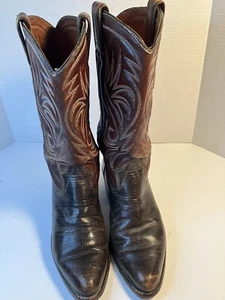 Texas Brand Western Cowboy Boots Mens Size 8.5 D Brown Leather Two Tone USA - Picture 1 of 14