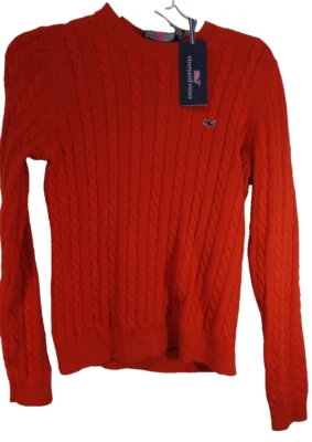 Suéter Pullover Vineyard Vines Niños Naranja Tejido con Cable Cuello Redondo Talla Grande Foto 1 de 4