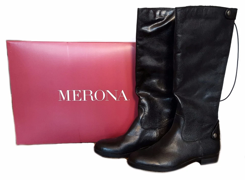 Женские сапоги для верховой езды Merona Erin черная кожа - размер 6, 6,5, 7, 7,5, 8 - Изображение 1 из 1