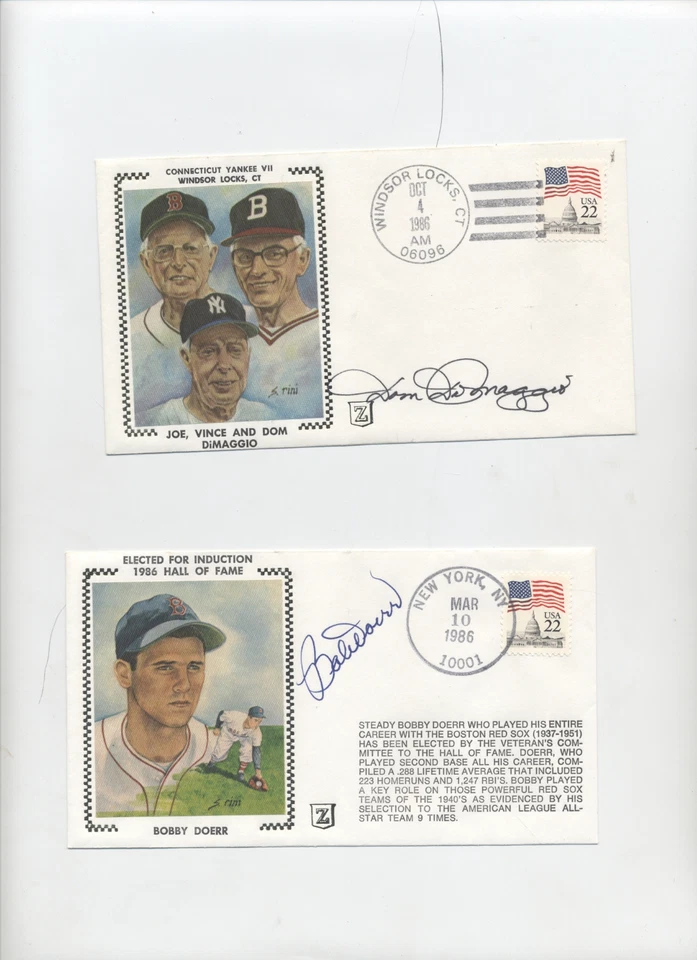 BOSTON RED SOX  BOBBY DOERR  Autographed 1986 silk First Day Cover HOF - Image 1 of 1