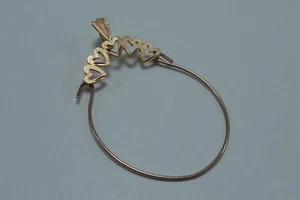  14K Yellow Gold Charm Hanger with Hearts - Picture 1 of 5