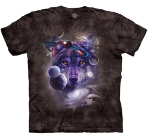 Wolf Of The Cosmos Space Galaxy Stars Moon Wolves Black Mountain T-Shirt S - Picture 1 of 3