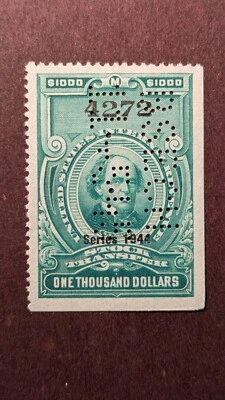 U.S. Revenue stamp #RD185 very fine used with perf. initial cancel - Image 1 of 2