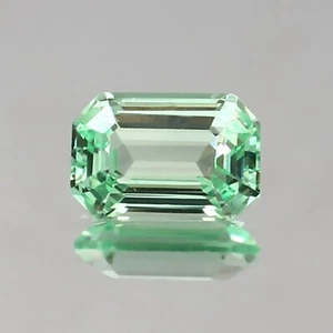 AAA 9x7 MM Natural Ceylon Green Parti Sapphire Loose Emerald Cut Gemstone - Picture 1 of 6