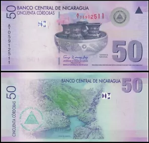 NICARAGUA 50 CORDOBAS 2007 UNC CERÁMICA NACIONAL, CAÑÓN DE SOMOTO, MARCA DE AGUA: DOS CERRADAS - Imagen 1 de 1