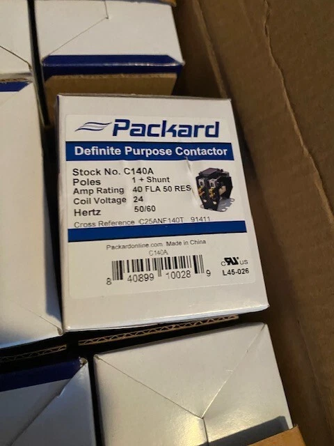 Packard C140A 1 Pole Contactor Coil Contactor, 40 Amp, 24V - BUY MORE & SAVE!! - Image 1 of 1