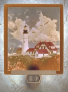 Portland Head Lighthouse Colored Porcelain Lithophane Night Light  - Picture 1 of 2