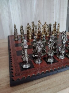 Vintage Faux Leather Italy 60's Chess Checker Set Goddess Aphrodite Rising Venus - Bild 1 von 12