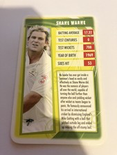 TOP TRUMPS  CARD  SHANE WARNE  AUSTRALIA  CRICKET