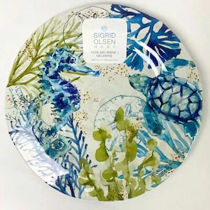 Sigrid Olsen Ocean Life Meeresschildkröte Seepferdchen Melamin Speiseteller 4-teiliges Set NEU - Bild 1 von 3