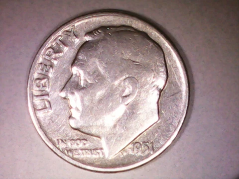Vintage 1951 P Roosevelt Dimes, 90% Silver, Better Semi-KEY Date 10C Coin Cover