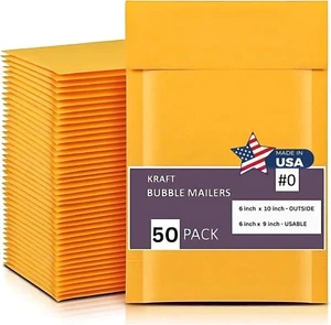 Paquete de 50 sobres acolchados impermeables acolchados Kraft Bubble de 6x10 pulgadas - Imagen 1 de 5
