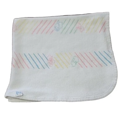 Acogedora manta térmica tejido gofre bebé Morgan blanca con líneas de osos vintage Foto 1 de 4