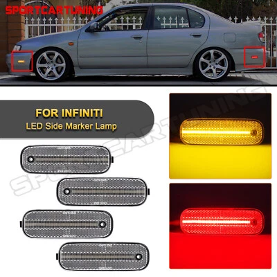 For Infiniti G20 P10 91-96 P11 99-02 4pcs LED Side Marker Lights Amber Red Lamp - Image 1 of 4