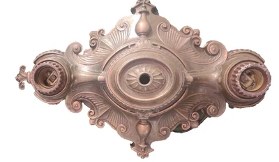 Antiguo accesorio de techo Art Deco de 2 luces de montaje empotrado años 1920-1930 todo original Foto 1 de 4