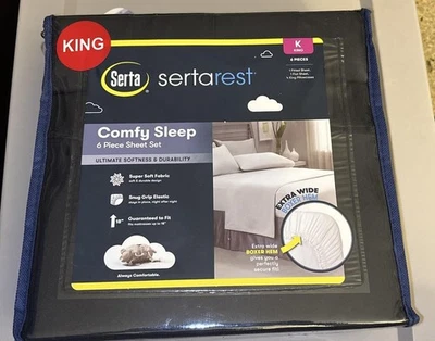 Serta Sertarest Comfy Sleep King 6 Piece Sheet Set 18in Deep Pocket Boxer Hem - Image 1 of 4