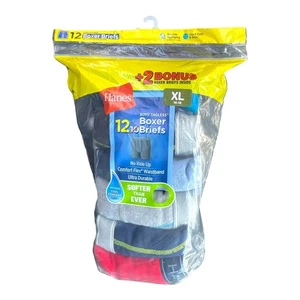 Hanes Boys' Cotton Boxer Briefs Assorted Solid Colors 10+2 Bonus Pack XL Comf NW - Picture 1 of 5