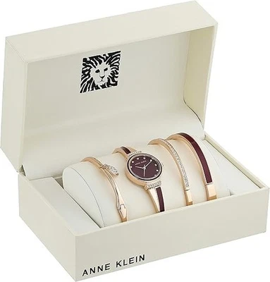 Anne Klein Women's AK/2716RBST Premium Crystal Accented Rose Gold-Tone and Burgu - Image 1 of 4