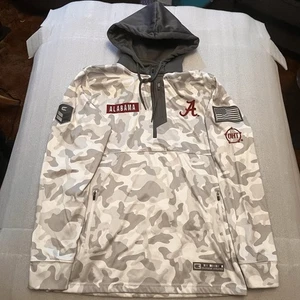 Alabama Crimson Tide Men's M Hoodie OHT Military Appreciation Snow Camo 1/4 Zip - Picture 1 of 12