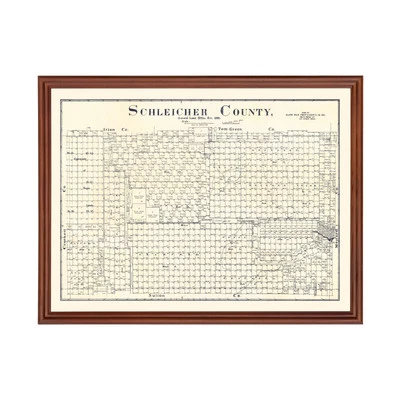 Old Map of Schleicher County, TX 1898 - Vintage Texas Art - Image 1 of 4