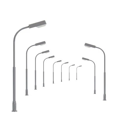 10pcs Model Trains N Scale 1:160 Metal Lamp Street Lights Bright White LEDs - Image 1 of 4