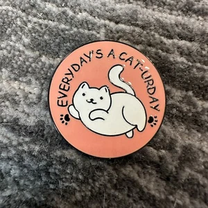Enamel Pin Cat Cute Kitten Funny Gift Everydays A Caturday Backpack Pun Brooch - Picture 1 of 3