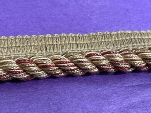 3/8" Cord with Lip Upholstery Trim braided Rope Brandy & Gold 3.25 yds - Picture 1 of 10