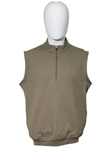 Lone Cypress By PEBBLE BEACH Taupe Golf Vest 1/2 Zip Pockets Men's Size M - Picture 1 of 11