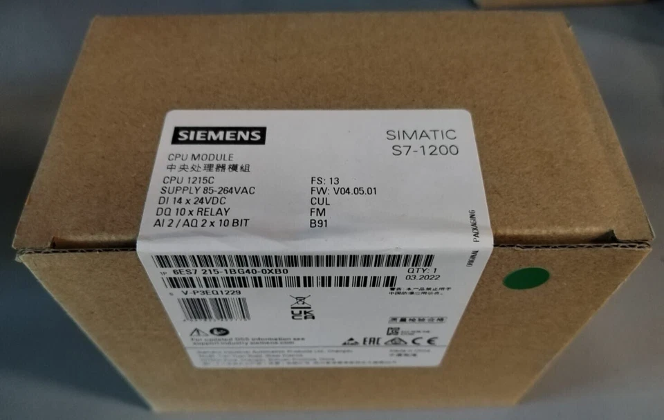 Siemens PLC Simatic S7-1200 CPU 1215c Ac/dc/rele' 14di-2ai-2ao-10do