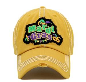 Gorra de béisbol ajustable prelavada amarilla de Mardi Gras - Imagen 1 de 3