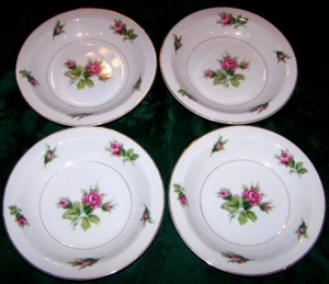4 Lovely Undamaged Kyoto Roseverte Near Pristine Flat Soup/Salad Bowls #1 - Picture 1 of 2