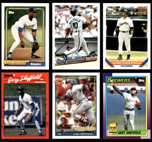 Gary Sheffield 6 Card Lot 1990-96 (Topps, Donruss) Milwaukee Brewers (NM) - Picture 1 of 14