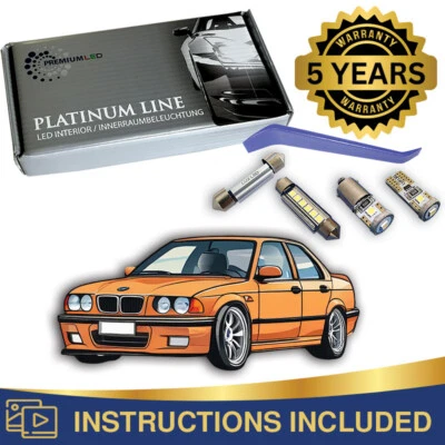 BMW E36 LED INTERIOR KIT FULL PREMIUM 8 WHITE SMD BULBS ERROR FREE 3er - Image 1 of 4