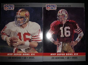 1990 Pro Set Super Bowl MVP Collectibles Joe Montana 49ers #16 #19 2 Card Lot - Picture 1 of 2