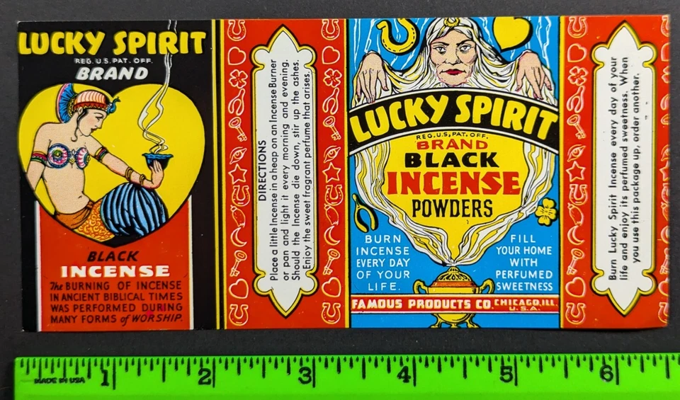 Vintage Lucky Spirit Black Incense Powders Mystic Psychic Woman Label - Image 1 of 1