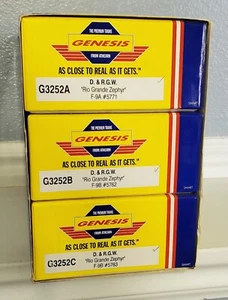 54,3 piece set G3252 Genesis F9A, F9B #5762 & #5763 Passenger Rio Grande Zephyr  - Picture 1 of 10