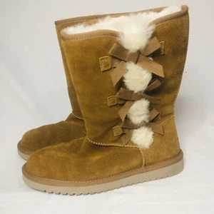 Koolaburra UGG Victoria Tall Chestnut Suede Shearling Fur Chukka Boots Womens 10 - Picture 1 of 7