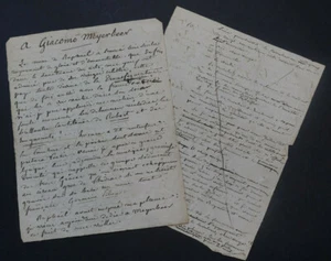 Amédée de BAST - MANUSCRIT AUTOGRAPHE SIGNE DEDICACE A Giacomo MEYERBEER - Picture 1 of 6