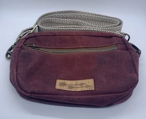 Purse Bag Cross Body Purple Pink Corduroy Arrow Logo Outdoor Artisan Zip - Picture 1 of 9