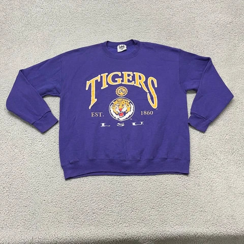 Vintage LSU Tigers Sweatshirt Adult XL Lee Sport Tag Purple Gold Louisiana State Cover
