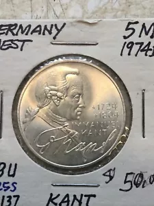 GERMANY 5 Mark 1977J Silver Birth Immanuel Kant proof & 1/4 Pound World Coin Lot - Picture 1 of 3