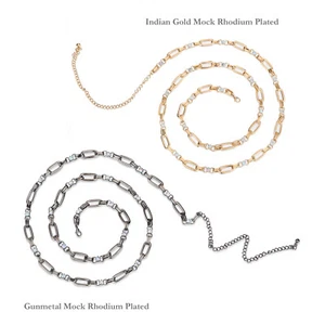 Metal Chain Trim with Diamante Crystal Gold Gunmetal for Belts & Accessories - Picture 1 of 9