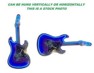 RARE 1990 Stratocaster Design Guitar Wall Clock Blue Neon Light 29"  NEW Mancave - Picture 1 of 7