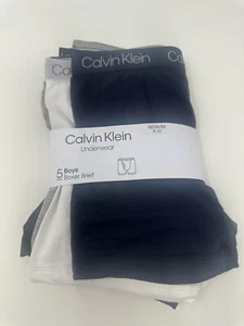Calvin Klein Boys Cotton Boxer Briefs Black White & Grey Size M(8-10) - 4 Pack - Picture 1 of 2